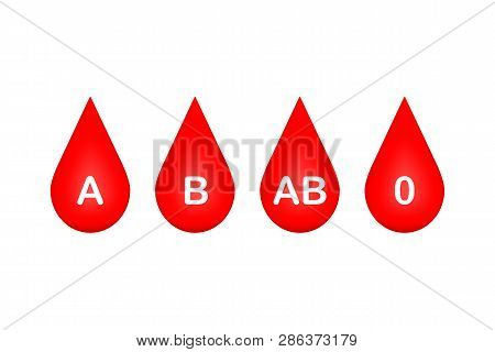Drop Of Blood, Blood Type On White Background. Vector Stock Illustration.