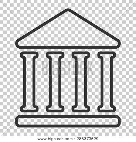 Bank Building Icon In Flat Style. Government Architecture Vector Illustration On Isolated Background