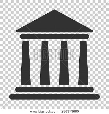 Bank Building Icon In Flat Style. Government Architecture Vector Illustration On Isolated Background