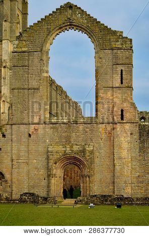 Fountains Abbey, Ripon, North Yorkshire, England, Uk - December 27, 2016 : The Historical 13th Centu