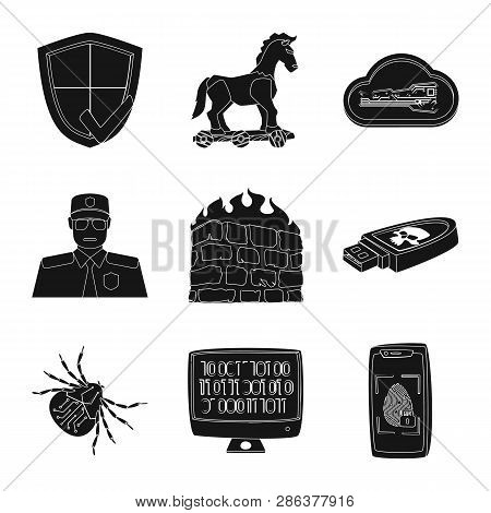 Isolated Object Of Virus And Secure Icon. Set Of Virus And Cyber Stock Vector Illustration.