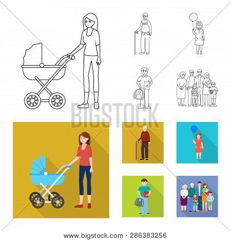 Vector Illustration Of Character And Avatar  Icon. Collection Of Character And Portrait Stock Symbol