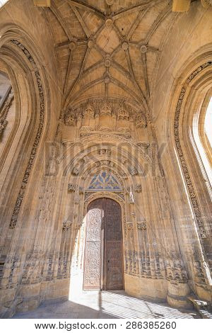 Ornamented Door In Cathedral In Oviedo
