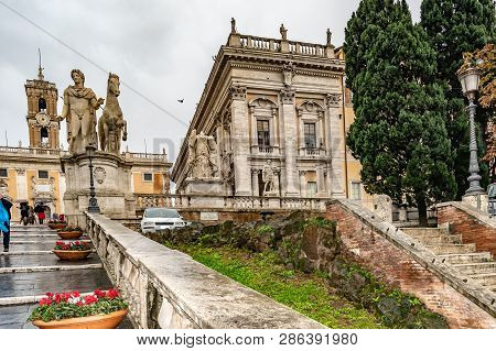Piazza Del Campidoglio (capitol Square) On Capitoline Hill, The Most Important Of Romes Seven Hills,