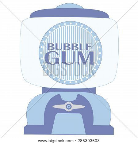 Blue Retro Bubble Gum Machine With Logo Isolated On A White Background