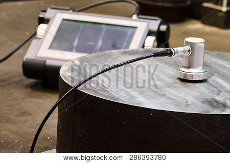 Ultrasonic Flaw Detector Krautkramer Usm 36 At The Plant During Accurate Measurement Of Steel Thickn