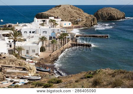 Small fishing village La Isleta del Moro in Cabo de Gata Natural Park, Spain