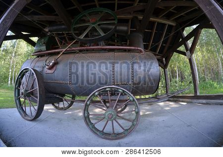 Locomobile. Vintage steam power plant. It was used as a transport and drive to various mechanisms. June 22,2018.Rjukan,Norway