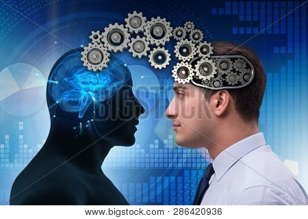 Cognitive computing concept as future technology with businessma