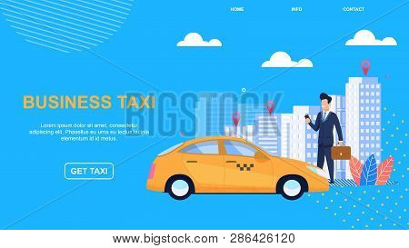 Flat Banner Business Taxi. Modern Automobile. Corporate Taxi. Personal Account Manager. Business Tar