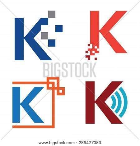 K Initial Letter Technology And Internet Symbol Logo Collection