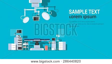 Hospital Operating Table Clean Medical Surgery Room Intensive Therapy Modern Equipment Clinic Horizo