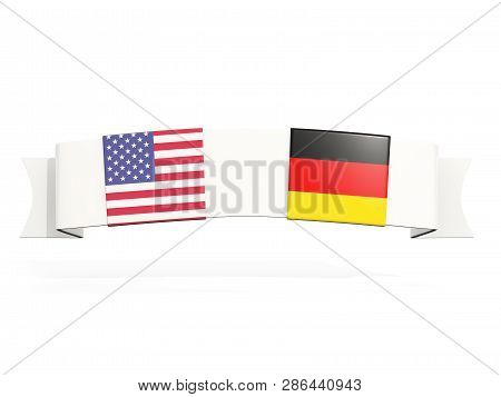 Banner With Two Square Flags Of United States And Germany