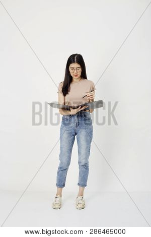 Attractive Girl With Document Paper Folder