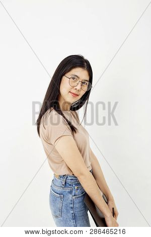 Attractive Girl With Document Paper Folder
