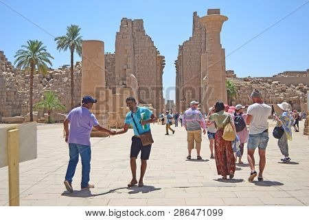 Karnak, Egypt - 17th May, 2018: The Inner Part Of The Ancient Ruins Of The Temple Of Karnak In Luxor