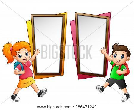 Illustration Of Children Goes To Shcool Together
