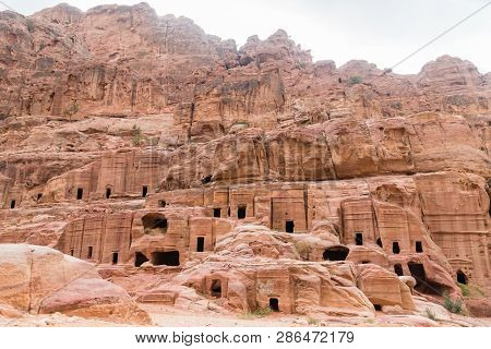 Street Of Facades In Petra (red Rose City), Jordan. Petra Is Unesco World Heritage Site And Is One O