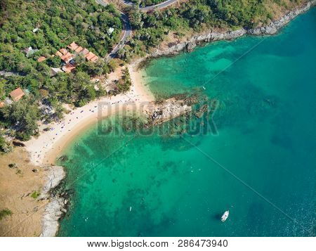 Amazing Thailand Yanui Beach Aerial View From Drone Camera