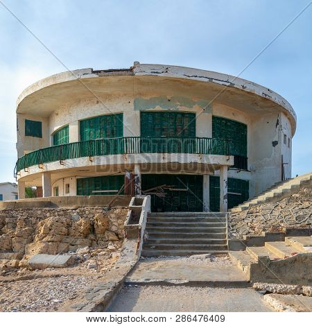 Alexandria, Egypt - April 29 2018: External Shot Of An Old House By The Mediterranean Sea At Montaza