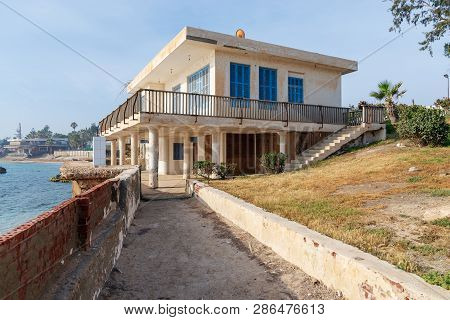 Alexandria, Egypt - April 29 2018: External Shot Of An Old House By The Mediterranean Sea At Montaza