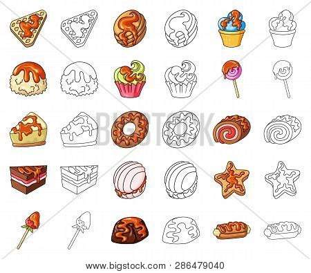 Vector Design Of Dessert And Sweet Logo. Set Of Dessert And Food Vector Icon For Stock.