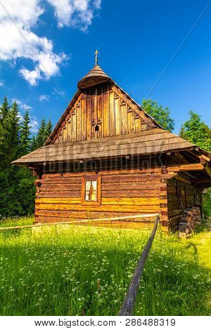 An Ancient Cottage Near Vychylovka Village In The Kysuce Region, Slovakia, Europe.