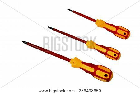 Set Of Screw Drivers Isolated On White