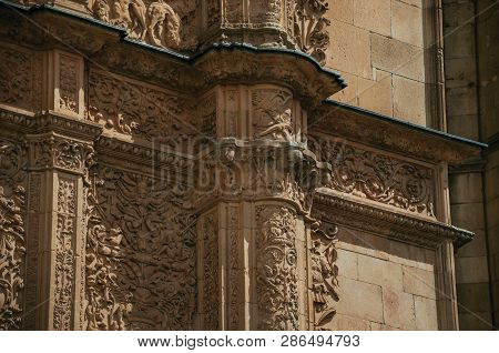 Ornaments Carved In Stone On The Salamanca University Facade