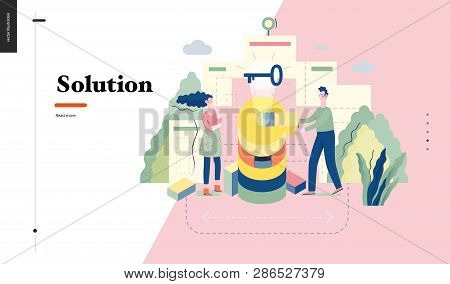 Technology 1 - Solution - Modern Flat Vector Concept Digital Illustration Problem Solution Metaphor,
