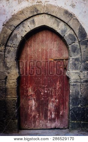 Arabic Door In Morocco (marrakesh). Traditional Oriental Style And Design In Muslim Countries