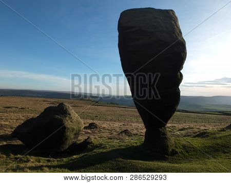 The Great Bridestone A Large Natural Monolithic Rock Formation On West Yorkshire Moorland Near Todmo