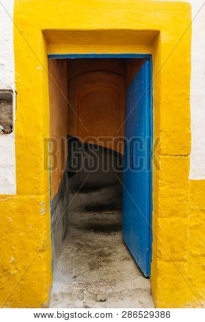 Opened Arabic Door In Morocco (marrakesh) In A Traditional Arab Housetraditional Oriental Style And