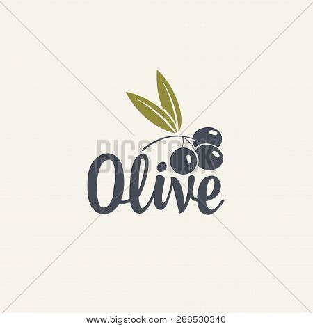 Olive Vector Icon Or Logo Isolated On The Light Background. Badge For Eco Production Of Olives Or Fr