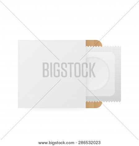 Condom Plastic Package With Obvious Circle Product Shape And Toothed Edge. White Condom With Packing