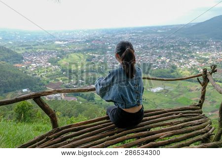 Batu Malang, East Java, Indonesia - April 2018 : Area Of Place Name Omah Kayu, Top Hill In Batu With