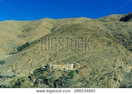 Morocco Tourism: Mountains In Morocco. Landscape With Atlas Mountains.