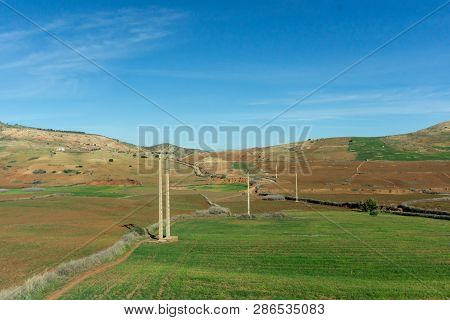 Morocco Tourism: Mountains In Morocco. Landscape With Atlas Mountains.