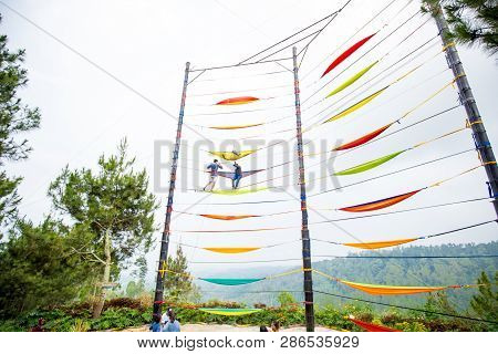 Batu Malang, East Java, Indonesia - May 2018 : Area Of Activity At Selecta Batu Flower Garden In Mal