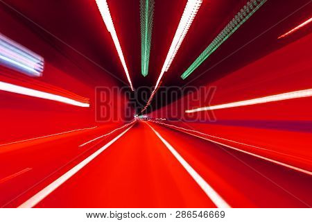 Road In An Underground Tunnel. Shooted With Motion Blur.