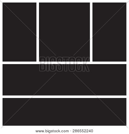 Vector Mood Board Of Five Frames. Photo Collage Templates.