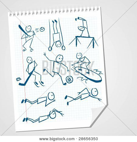 Deporte divertido Doodle Vector