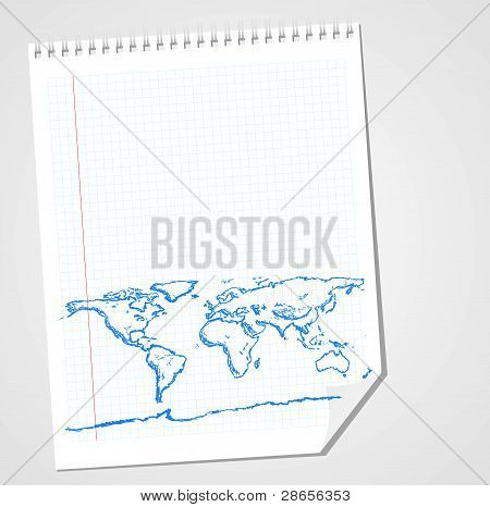 Mundo mapa Doodle Vector