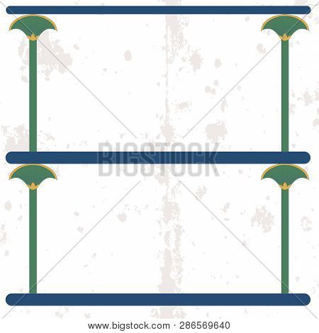 Ancient Egypt Background. Empty Frame With Cane Stems On Water. Historical Background. Ancient Peopl