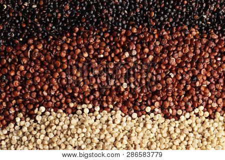 Black Red And White Quinoa Seeds Background