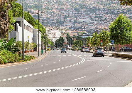 Funchal, Madeira, Portugal - July 22, 2018: View Of Funchal From The Street Estrada Monumenral