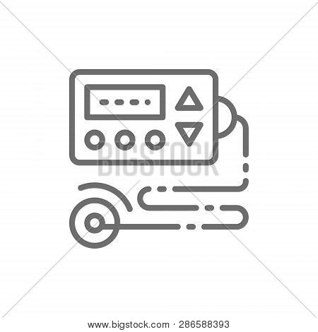 Cardiograph, Eco Heart Monitor, Ecg, Electrocardiogram, Blood Pressure Monitor Line Icon.