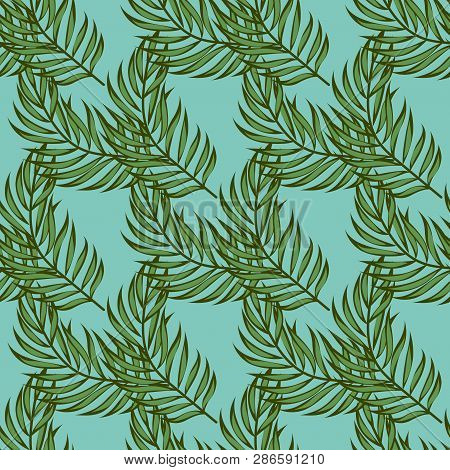 Leaf Palms Pattern.tropical Seamless Pattern With Palm Leaves. Exotic Leaves.