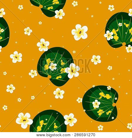 Tropical Leaves And Flowers Pattern. Hawaiian Seamless Pattern With Tropical Plants.