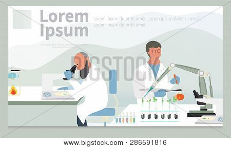 Microbiologist Studying New Virus And Cultivating A Petri Dish Whit Inoculation Loops, Beside A Micr